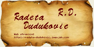 Radeta Duduković vizit kartica